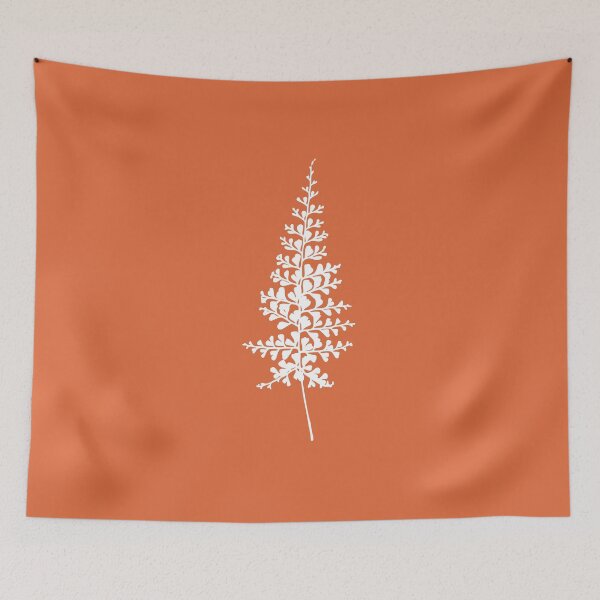 Item preview, Fern II, Minimalist Aesthetic Line Drawing Natural Design, Coral Orange designed and sold by SWSandraWechner.