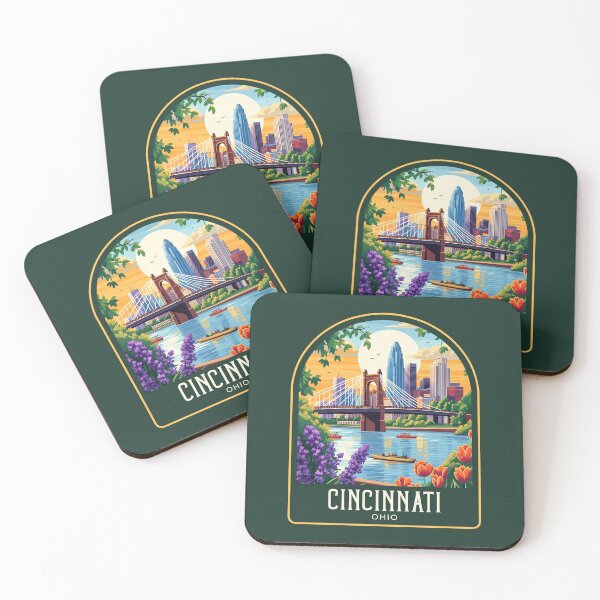 Item preview, Cincinnati Vintage Travel Illustration designed and sold by HomeLivingCo.