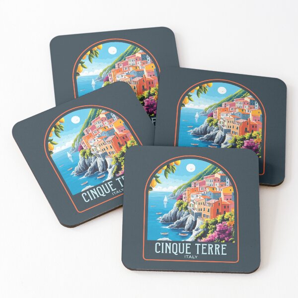 Item preview, Cinque Terre Vintage Travel Illustration designed and sold by HomeLivingCo.