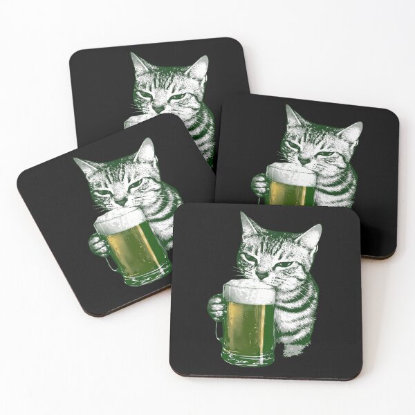 Item preview, Funny Cat Drinking Beer Vintage Retro Graphic Art designed and sold by haitrieuic96.