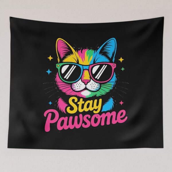 Item preview, Stay Pawsome Colorful Cat designed and sold by SteezeeStore.