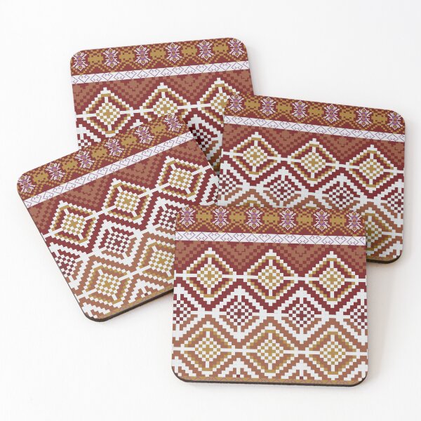 Item preview, traditional textile pattern in pixel art style with elegant gold tones designed and sold by Line-Aura.