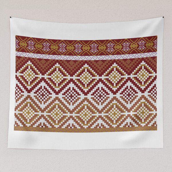 Item preview, traditional textile pattern in pixel art style with elegant gold tones designed and sold by Line-Aura.