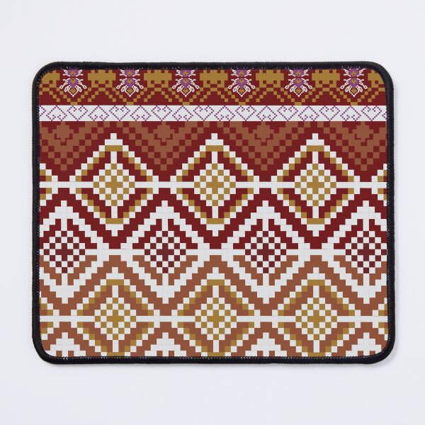 Item preview, traditional textile pattern in pixel art style with elegant gold tones designed and sold by Line-Aura.