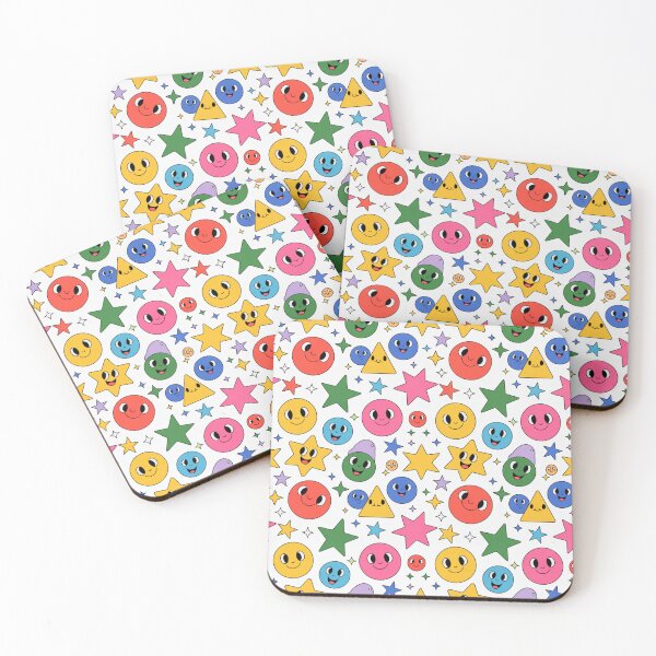 Item preview, Vibrant Cartoon Smiley Faces & Stars Seamless Pattern designed and sold by Midnight Veil Designs.