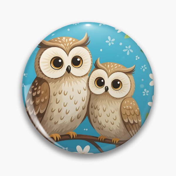 Item preview, Father and son owls on blossoming branch designed and sold by Ponted.
