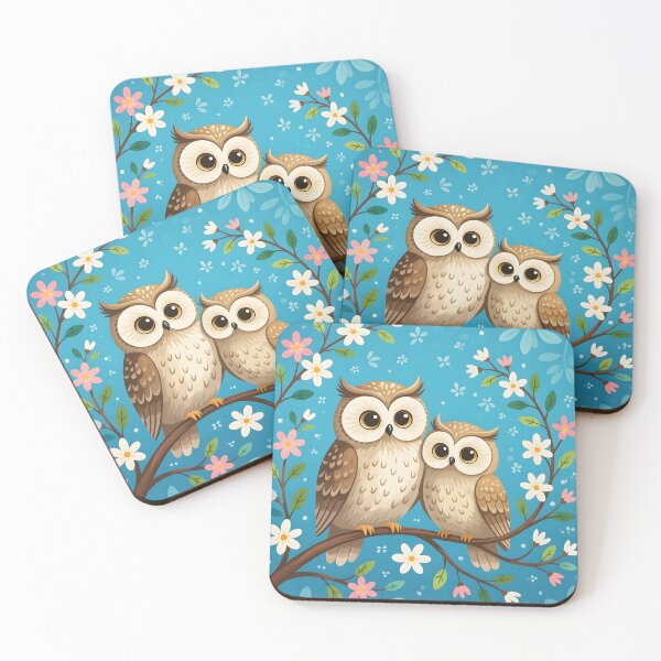 Item preview, Father and son owls on blossoming branch designed and sold by Ponted.
