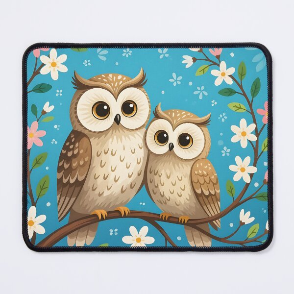 Item preview, Father and son owls on blossoming branch designed and sold by Ponted.