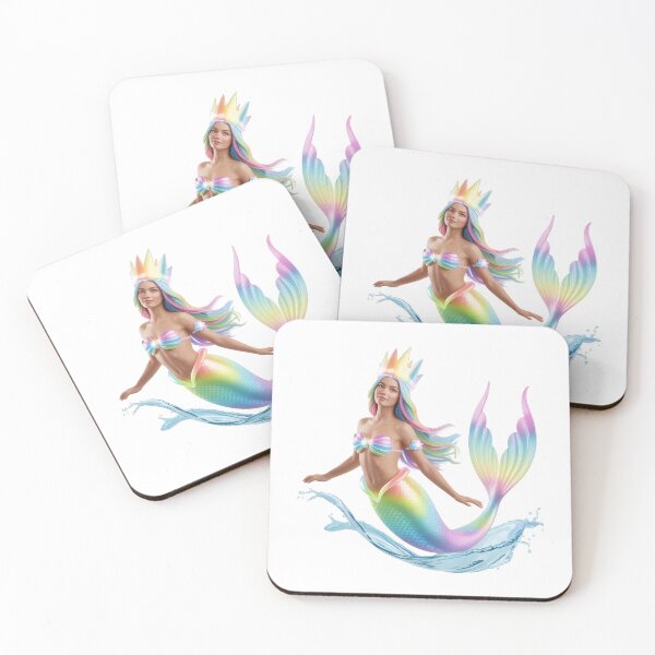 Item preview, Neon Mermaid Queen – Pastel Rainbow Ocean Crown Art (White Background) designed and sold by RBToper.