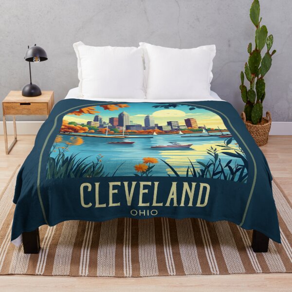 Item preview, Cleveland Vintage Travel Illustration designed and sold by HomeLivingCo.