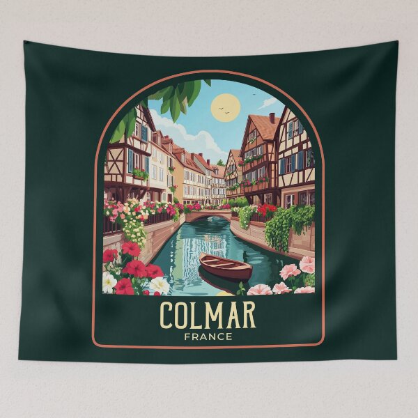 Item preview, Colmar Vintage Travel Illustration designed and sold by HomeLivingCo.