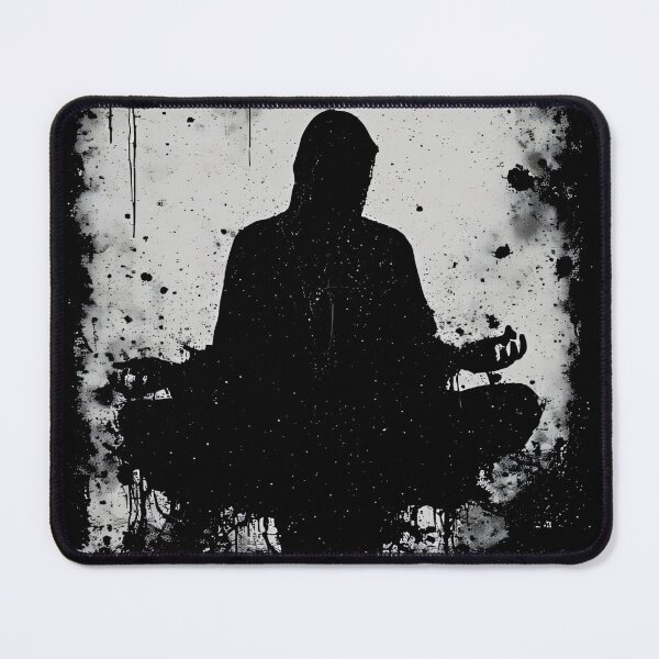 Item preview, Dark Meditation Silhouette Shadow Figure Spiritual Abstract Art (BLACK) designed and sold by MorbidDreams.