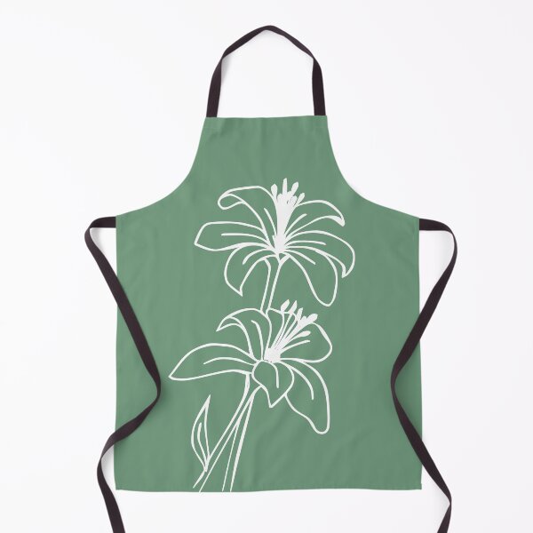 Item preview, Bouquet of 2 Lily Flowers, Line Drawing Symmetric Minimalist Aesthetic Natural Design Mint Green designed and sold by SWSandraWechner.
