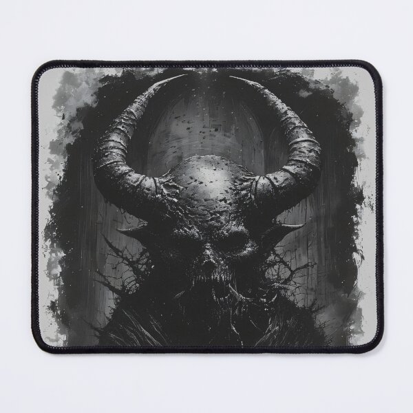Item preview, Horned Skull Demon Dark Gothic Occult Art Illustration (WHITE) designed and sold by MorbidDreams.