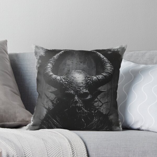 Item preview, Horned Skull Demon Dark Gothic Occult Art Illustration (WHITE) designed and sold by MorbidDreams.