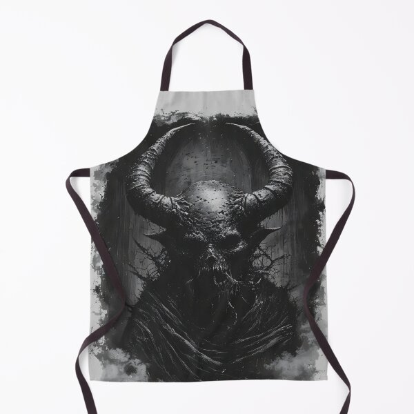 Item preview, Horned Skull Demon Dark Gothic Occult Art Illustration (WHITE) designed and sold by MorbidDreams.
