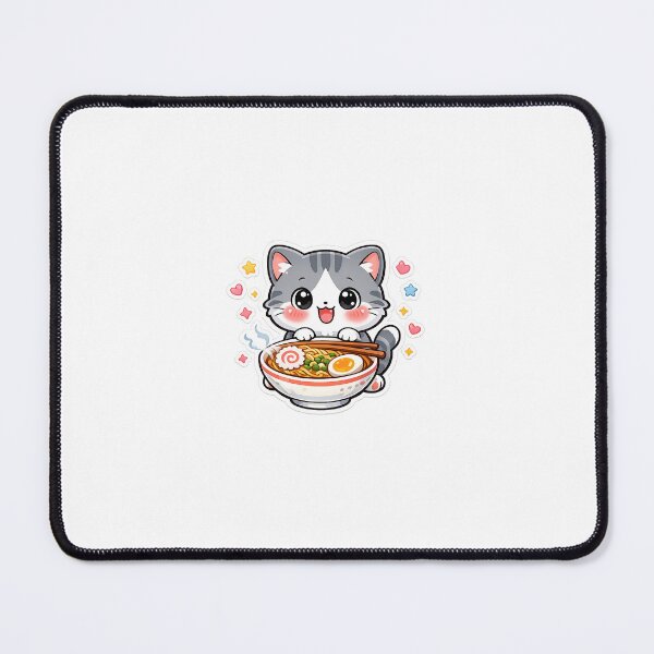Item preview, Kawaii Greedy Cat with Ramen Bowl designed and sold by InkVerse Studio.