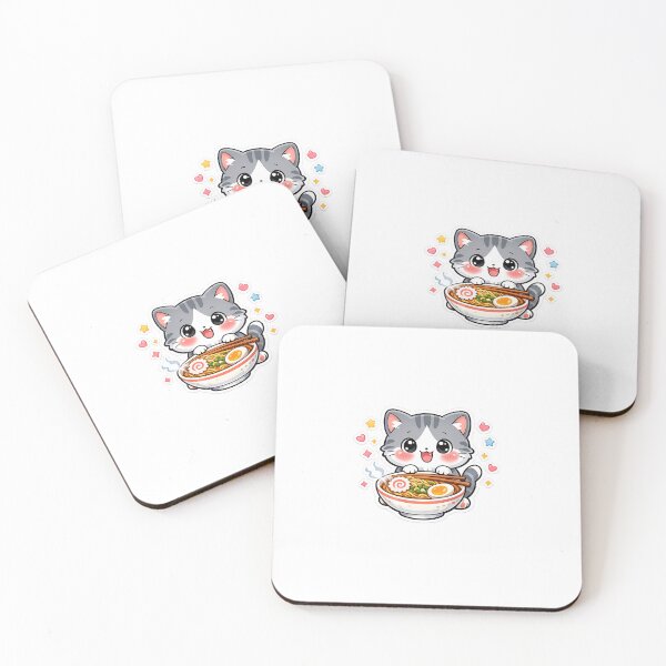 Item preview, Kawaii Greedy Cat with Ramen Bowl designed and sold by InkVerse Studio.