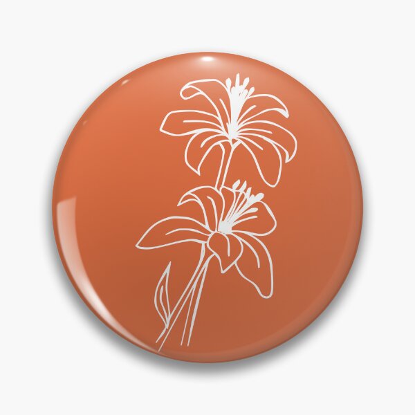 Item preview, Bouquet of 2 Lily Flowers, Line Drawing Symmetric Minimalist Aesthetic Natural Design Orange Coral designed and sold by SWSandraWechner.