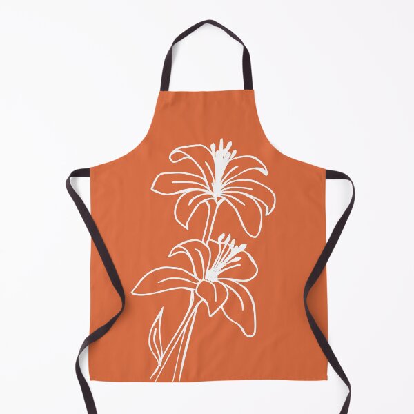 Item preview, Bouquet of 2 Lily Flowers, Line Drawing Symmetric Minimalist Aesthetic Natural Design Orange Coral designed and sold by SWSandraWechner.
