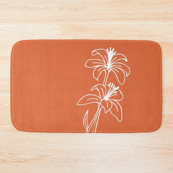 Item preview, Bouquet of 2 Lily Flowers, Line Drawing Symmetric Minimalist Aesthetic Natural Design Orange Coral designed and sold by SWSandraWechner.