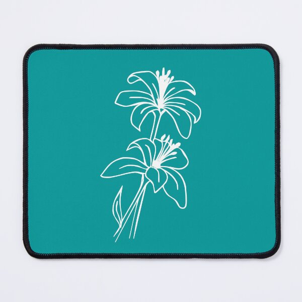 Item preview, Bouquet of 2 Lily Flowers, Line Drawing Symmetric Minimalist Aesthetic Natural Design Turqoise designed and sold by SWSandraWechner.
