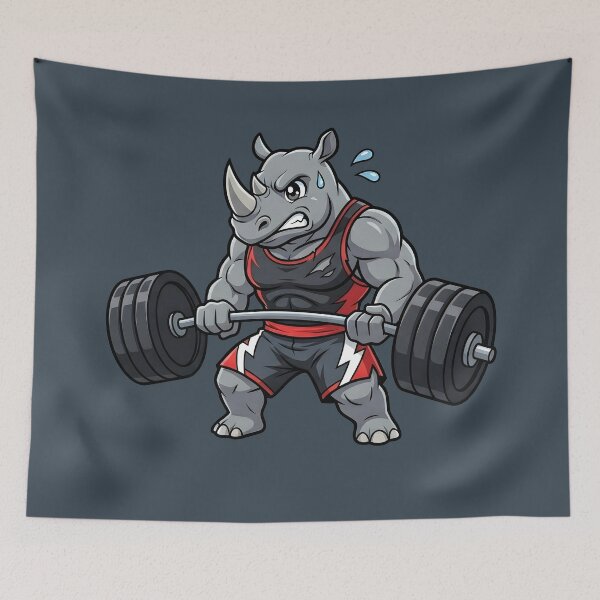 Item preview, Rhino Beast Mode Anime Gym Mascot - Powerlifting Weightlifter designed and sold by WalterAdd.