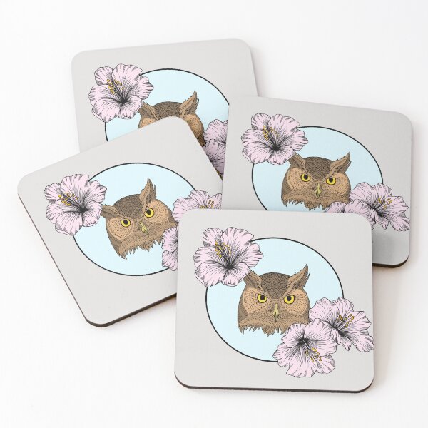 Item preview, Minimalistic owl with flowers designed and sold by Pamelarts.