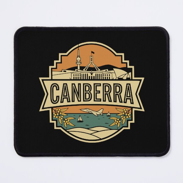 Item preview, Retro Canberra Australia Skyline Vintage Travel Badge designed and sold by Imaginationbeyond.