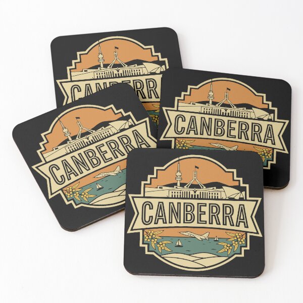 Item preview, Retro Canberra Australia Skyline Vintage Travel Badge designed and sold by Imaginationbeyond.