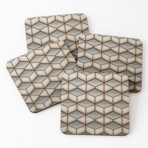 Item preview, 3D Isometric Hexagonal Cube Seamless Pattern designed and sold by Midnight Veil Designs.