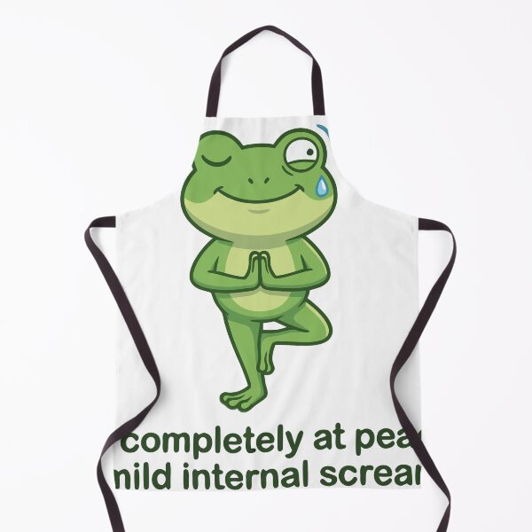 Item preview, Mindful green frog practicing yoga with internal screaming humor designed and sold by Zatch-Bell.
