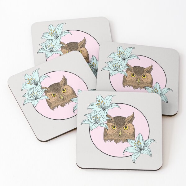 Item preview, Minimalistic owl with flowers designed and sold by Pamelarts.