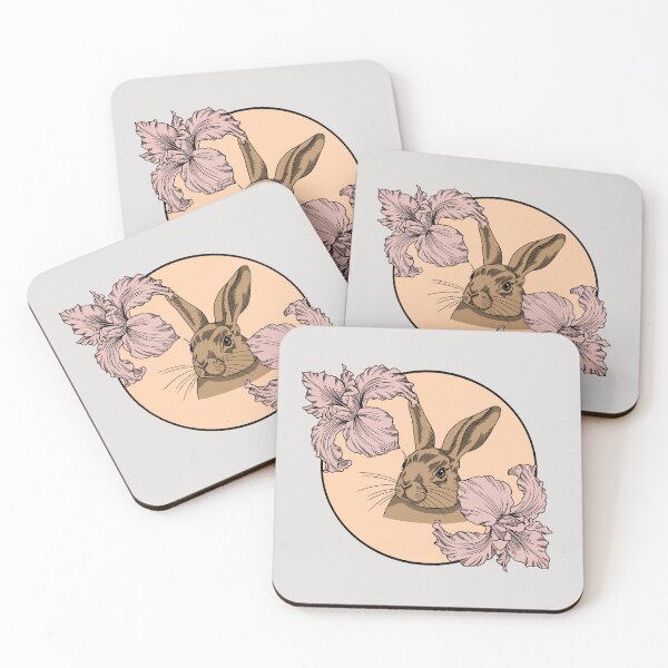Item preview, Minimalistic bunny with flowers designed and sold by Pamelarts.