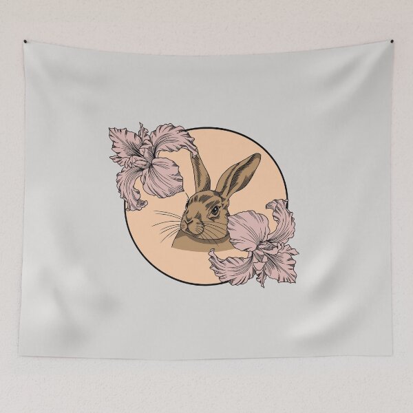 Item preview, Minimalistic bunny with flowers designed and sold by Pamelarts.