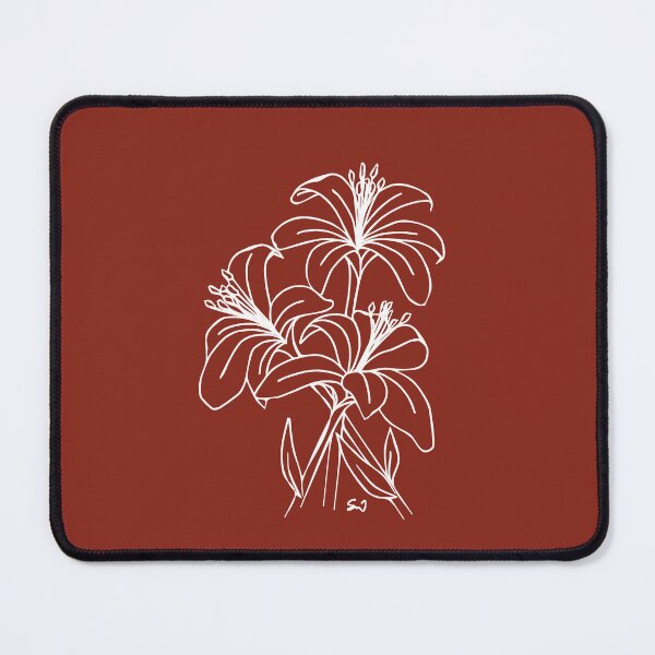 Item preview, Bouquet of 3 Lily Flowers, Line Drawing Symmetric Minimalist Aesthetic Natural Design Rusty Red designed and sold by SWSandraWechner.