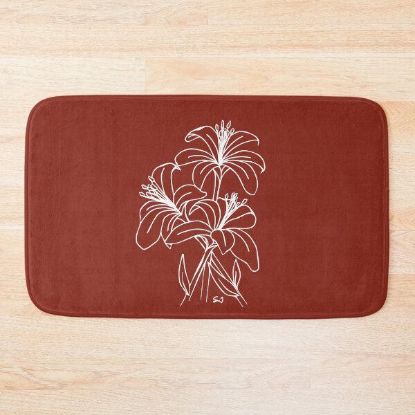 Item preview, Bouquet of 3 Lily Flowers, Line Drawing Symmetric Minimalist Aesthetic Natural Design Rusty Red designed and sold by SWSandraWechner.
