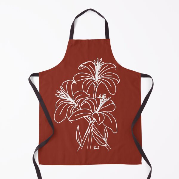 Item preview, Bouquet of 3 Lily Flowers, Line Drawing Symmetric Minimalist Aesthetic Natural Design Rusty Red designed and sold by SWSandraWechner.