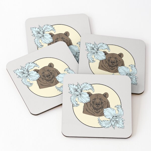 Item preview, Minimalistic bear with flowers designed and sold by Pamelarts.