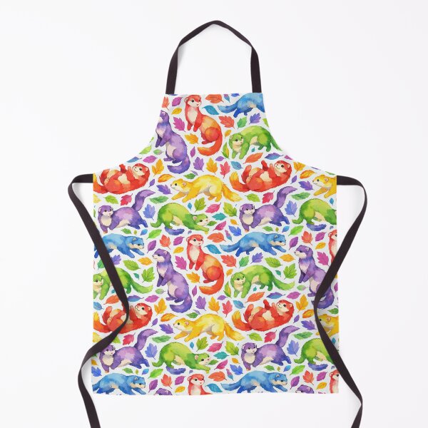Item preview, Colorful watercolor ferret pattern with rainbow autumn leaves designed and sold by Zatch-Bell.