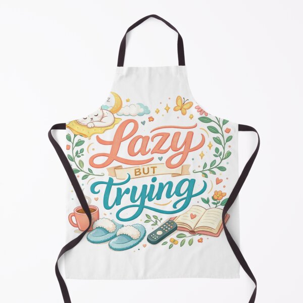 Item preview, Lazy But Trying – Cute Aesthetic Motivation Design | Cozy Chill Vibes Illustration designed and sold by Sanika arts .