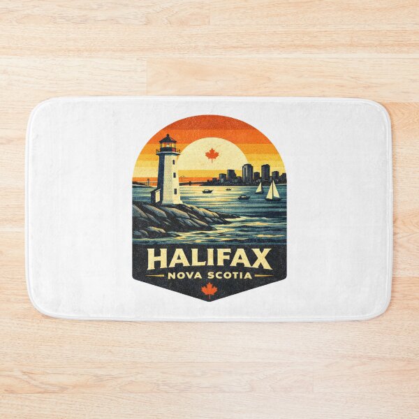 Item preview, Halifax Nova Scotia Lighthouse Sunset T-Shirt – Vintage Nautical Harbor Retro Travel Poster Design designed and sold by Globalcitytees.