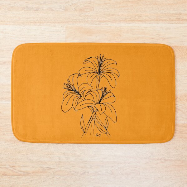 Item preview, Bouquet of 3 Lily Flowers, Line Drawing Symmetric Minimalist Aesthetic Natural Design Yellow Mustard designed and sold by SWSandraWechner.