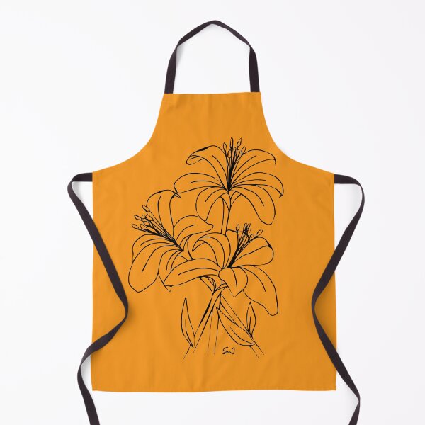 Item preview, Bouquet of 3 Lily Flowers, Line Drawing Symmetric Minimalist Aesthetic Natural Design Yellow Mustard designed and sold by SWSandraWechner.