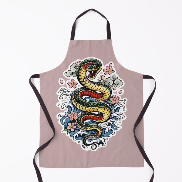 Item preview, Japanese Snake Tattoo Sticker – Irezumi Serpent with Waves & Sakura designed and sold by GRYFFWEAR.