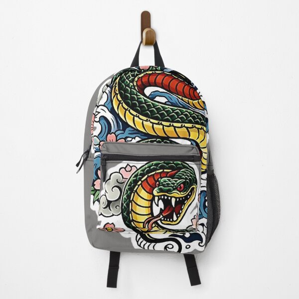 Item preview, Japanese Snake Tattoo Sticker – Irezumi Serpent with Waves & Sakura designed and sold by GRYFFWEAR.