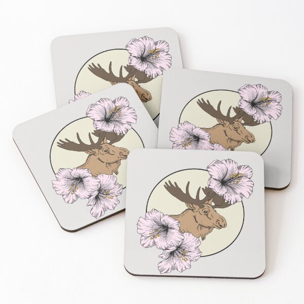 Item preview, Minimalistic moose with flowers designed and sold by Pamelarts.