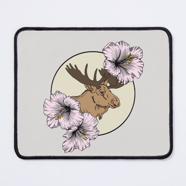 Item preview, Minimalistic moose with flowers designed and sold by Pamelarts.