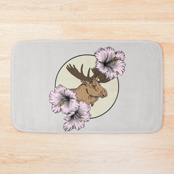 Item preview, Minimalistic moose with flowers designed and sold by Pamelarts.