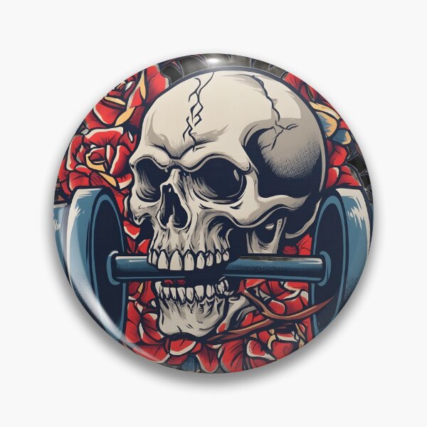 Item preview, Unstoppable Force: Dumbbell Skull with Roses & Thorns Tattoo designed and sold by MouradStudio.